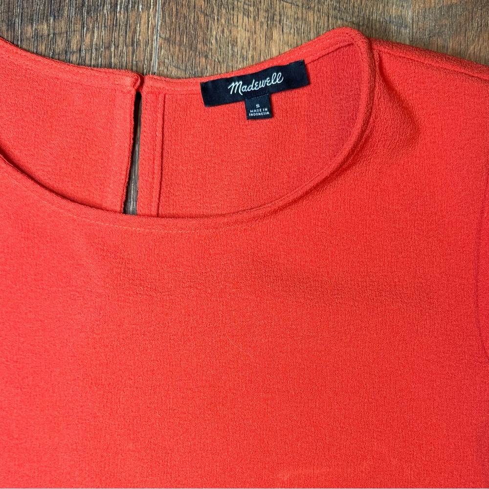 Madewell Flare-Hem Top Bright Poppy Small - Picture 2 of 5